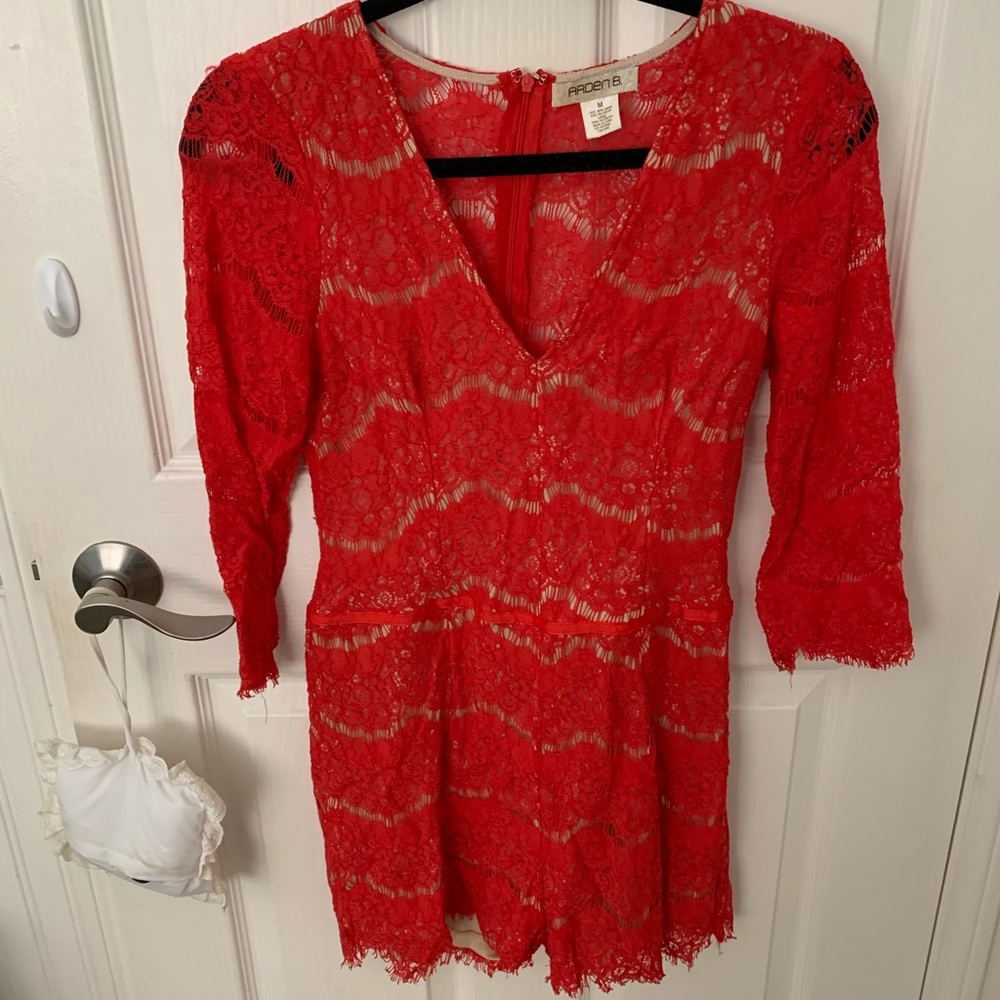 Red lace Romper